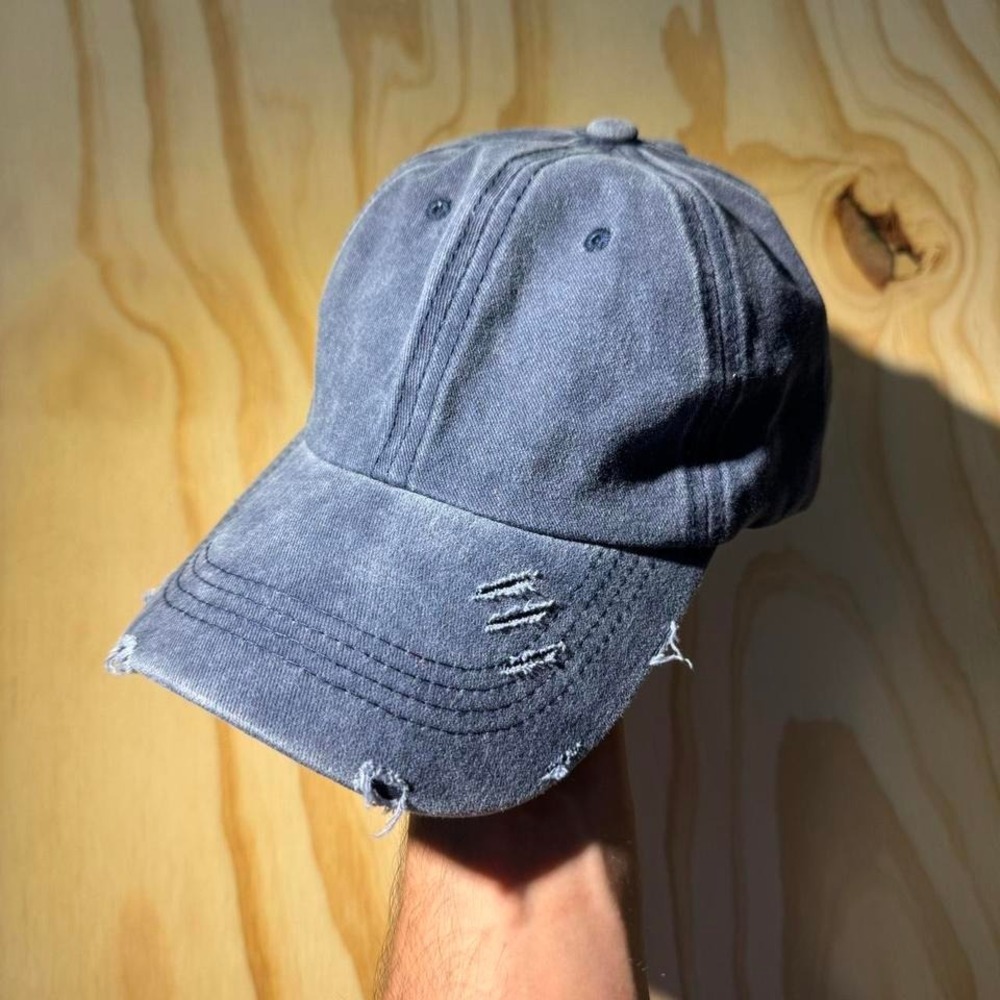 Distressed denim vintage ponytail cap